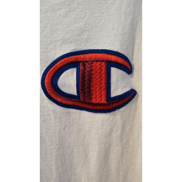 Vintage Champion Stitched T-Shirt White Adult Medium Embroidered Logo Fast Ship - Picture 8 of 12
